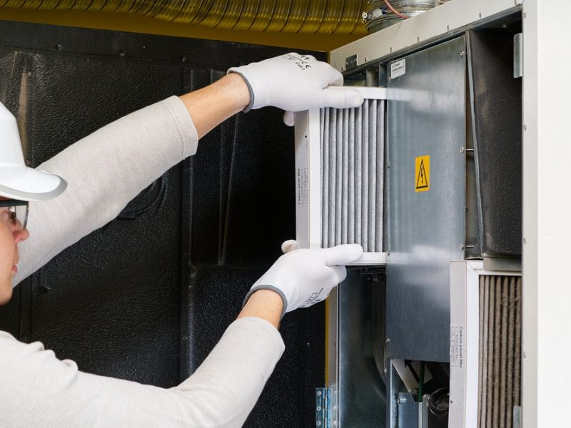 Hvac,Filter,Replacement,Home,Central,Air,System.,Servicemen,Changing,Filter